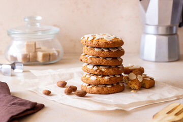 Almond cookies. Vegetarian food. Dessert. Homemade cakes.