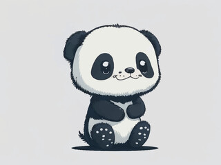 cute cartoon little panda sitting white background