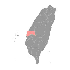Yunlin county map, county of the Republic of China, Taiwan. Vector illustration.