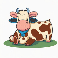 cute cow cartoon sitting