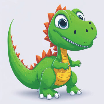 cute dinosaur cartoon on white background