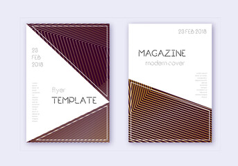 Triangle cover design template set. Gold abstract