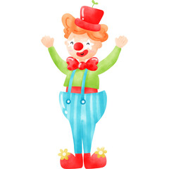 clown, circus, watercolor, clown watercolor