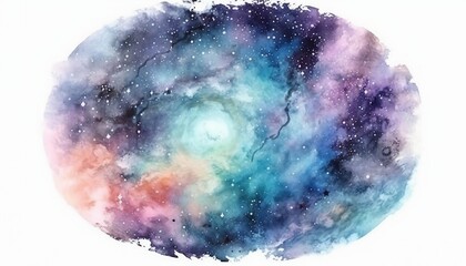 Watercolor Galaxy on isolated white background
