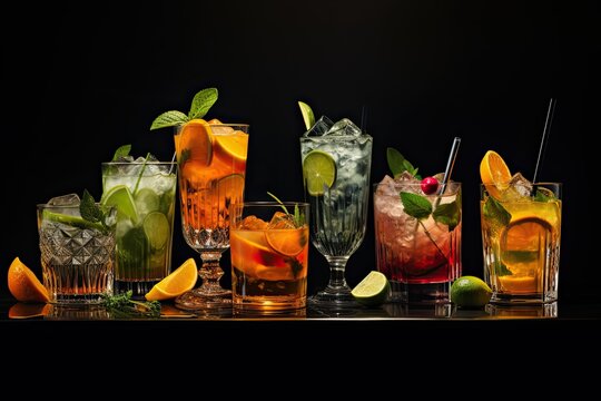 Refreshing Cocktails with a Twist of Rum - Perfect for the Bar or Beach Party: Generative AI
