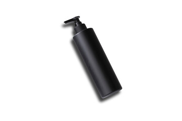 Plastic cosmetic pomp bottle or dispenser for liquid soap, gel, lotion, cream, shampoo and bath foam. Blank black product packaging mockup.3d rendering
