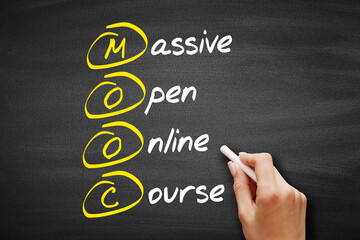 MOOC - Massive Open Online Course acronym, business concept on blackboard