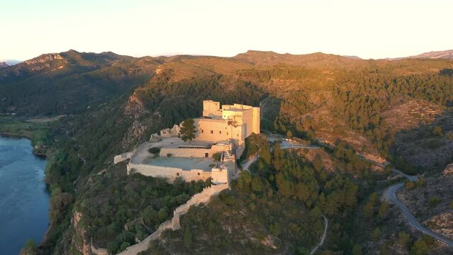 Morning Flight overt Miravet Castle, Spain