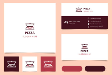 Pizza logo design with editable slogan. Branding book and business card template.