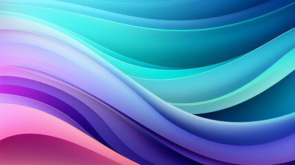 Fototapeta premium Bright Colorful Stripes. Mint Lilac waves background. Generative Ai