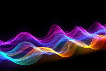 Fototapeta premium Visualization of sound waves. Abstract futuristic background with colorful glowing neon moving high speed wave lines and bokeh lights. Data transfer concept. Fantastic wallpaper. Generative AI