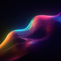 Visualization of sound waves. Abstract futuristic background with colorful glowing neon moving high speed wave lines and bokeh lights. Data transfer concept. Fantastic wallpaper. Generative AI