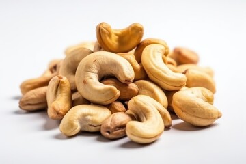 Fototapeta premium Big pile of cashew nuts isolated on white background
