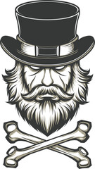 Beard man with hat vector illustration