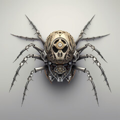 A spider with a skull on it's back. Generative AI.