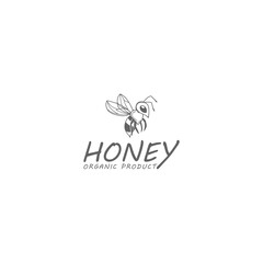 Honey bee hand drawing style logo template