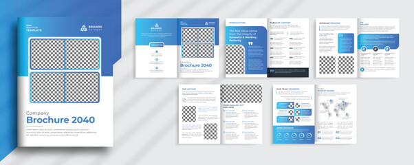 Business brochure template layout design, 10 page corporate brochure template