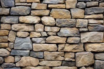 Stone wall or rocks, highlighting the rugged texture and intricate natural patterns. Generative AI.