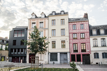 Fototapeta na wymiar Half-timbered Colorful Houses in Rouen, France 