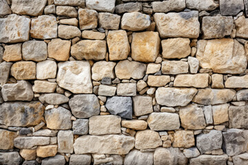 Fototapeta premium Stone wall or rocks, highlighting the rugged texture and intricate natural patterns. Generative AI.