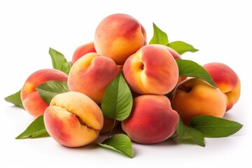 Fresh natural peaches isolated on white
