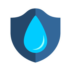 Shield with Water drops icon. Waterdrop protection icon isolated on transparent background. drip, fluid, protect, purity, droplet, security, transparent, badge, eco, safe