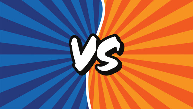 Vector Versus background. Blue against orange gradient orange Vs Blue. zoom out effect, Comics book colorful competition poster with halftone elements