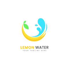 Combination of lemon and water splash, vector logo.