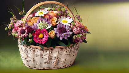 Fototapeta na wymiar bouquet of flowers in basket