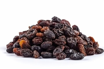 Obraz premium Black raisins isolated on white background 