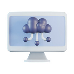 Desktop Cloud Connection 3D Icon