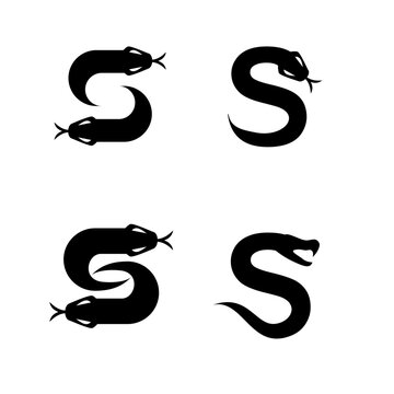 S Snake initial letter logo icon design set collection