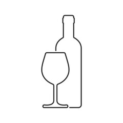 Wine bottle and glass graphic icon. Wine sign isolated on white background. Vector illustration