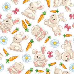 Hare Cute Character Seamless Pattern