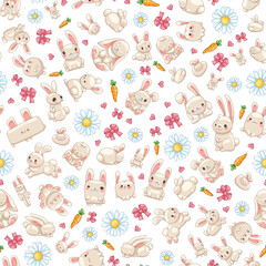 Hare Cute Character Seamless Pattern