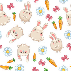 Obraz na płótnie Canvas Hare Cute Character Seamless Pattern