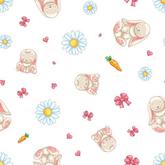 Hare Cute Character Seamless Pattern