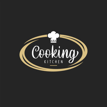 Kitchen restaurant cooking logo with chef hat symbol