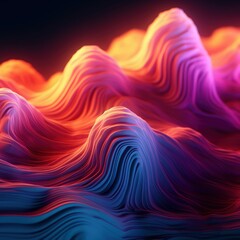 Fototapeta premium Visualization of sound waves. Abstract futuristic background with colorful glowing neon moving high speed wave lines and bokeh lights. Data transfer concept. Fantastic wallpaper. Generative AI