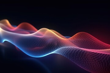 Obraz premium Visualization of sound waves. Abstract futuristic background with colorful glowing neon moving high speed wave lines and bokeh lights. Data transfer concept. Fantastic wallpaper. Generative AI
