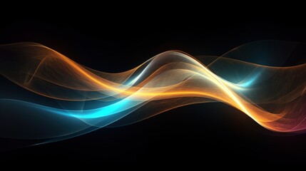 Naklejka premium Visualization of sound waves. Abstract futuristic background with colorful glowing neon moving high speed wave lines and bokeh lights. Data transfer concept. Fantastic wallpaper. Generative AI