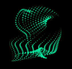 Math flow template for presentation. Light-emitting lines highlighting regularity space of particles. Ordered sinusoidal science. Processing a large data stream. Disappearing magical mysterious spots
