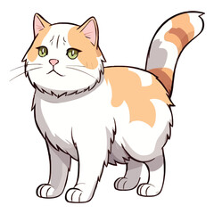 Obraz premium Fluffy Charm: Adorable 2D Artwork Showcasing a Kurilian Bobtail