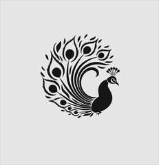 Peacock logo icon vector, beautiful bird illustration design