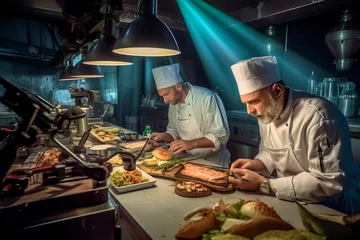 Fotobehang gastronomic festival, where you can see chefs preparing dishes from different cuisines of the world. © Лилия Захарчук