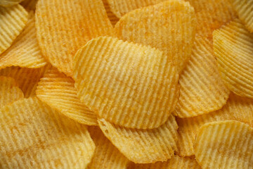 wavy potato chips close up