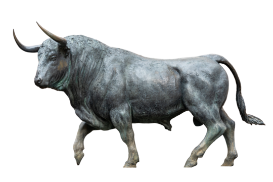 spanish bull statue isolated on transparent background