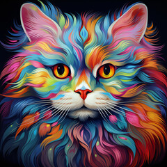 A Splash of Vibrant Colors: AI-Generated Colorful Cat - Explore Adobe Stock's Creative Collection
