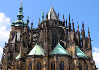 Katedra świętego Wita, Praga, Czechy, słoneczny dzień - obrazy, fototapety, plakaty