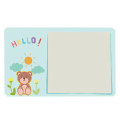 Teddy bear template for note and diary 
